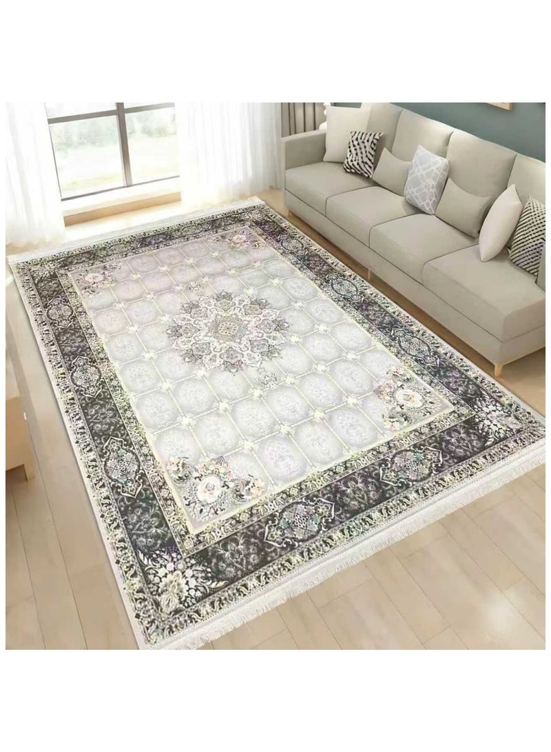 SMART HOME Large padded floor mat with a soft velvet surface and non-slip backing - Living room rug - Majlis rug - Lounge rug - Luxurious decorative rug - Elegant rug with modern patterns for living rooms and majlis - Size 400x300cm - Suitable for everyday use and entertaining - Image 2